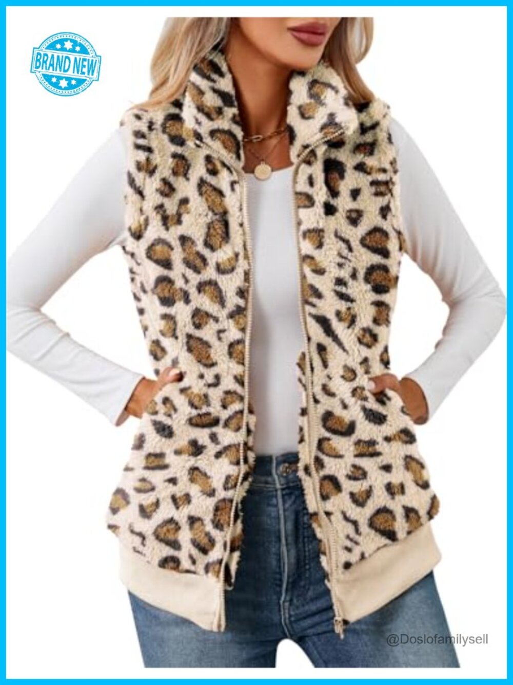 Womens Fuzzy Fleece Vest Warm Sleeveless Sherpa Zip Up Fall Winter Layering